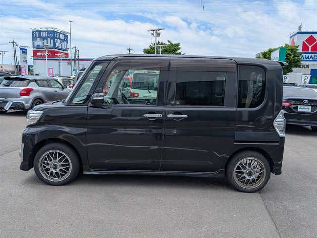 ダイハツ タント カスタム RS SA 福井県 2014(平26)年 11.6万km ブラックマイカメタリック バックカメラ/衝突被害軽減システム/横滑り防止装置/LEDヘッドライト/Fフォグ/両側パワースライドドア/ETC/前後ドライブレコーダー/純正SDナビ（CD/DVD/BT/USB/iPod）/フルセグテレビ/盗難防止装置/アイドリングストップ/ダブル＋サイドエアバッグ/純正フロアマット/スマートキー