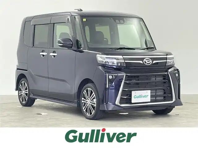 ダイハツ タント カスタム X 千葉県 2023(令5)年 0.7万km クールバイオレットクリスタルシャイン 禁煙車/両側電動ドア/スマートアシスト/・先行車発進システム/・車線逸脱警報システム/・レーンキープアシスト/・コーナーセンサー/純正メモリナビ/・型番：NMZK-W73D/・CD/DVD/USB/Bluetooth/フルセグTV/・TVキャンセラー/・バックカメラ/・ビルトインETC/ハーフレザーシート/・DNシートヒーター/ステアリングスイッチ/電子パーキング/・ブレーキホールド/純正フロアマット/純正ドアバイザー/純正15インチAW/オートライト/・LEDヘッドライト/・LEDフォグランプ