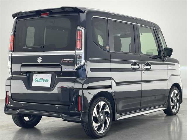 スズキ スペーシア カスタム HYBRID XS ターボ 愛知県 2023(令5)年 1.6万km ブルーイッシュブラックパール3 純９型ナビ　フルセグＴＶ　Ｂｌｕｅｔｏｏｔｈ　全方位カメラ　両側電動スライドドア　レーダークルコン　シートヒーター　デュアルブレーキサポート　ＨＵＤ　黒ハーフレザー　ＬＥＤヘッドライト　ＥＴＣ　禁煙車