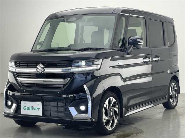スズキ スペーシア カスタム HYBRID XS ターボ 愛知県 2023(令5)年 1.6万km ブルーイッシュブラックパール3 純９型ナビ　フルセグＴＶ　Ｂｌｕｅｔｏｏｔｈ　全方位カメラ　両側電動スライドドア　レーダークルコン　シートヒーター　デュアルブレーキサポート　ＨＵＤ　黒ハーフレザー　ＬＥＤヘッドライト　ＥＴＣ　禁煙車