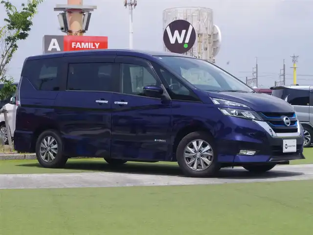 日産 セレナ e－パワー ハイウェイスター V 千葉県 2019(平31)年 5.2万km アズライトブルー エマージェンシーブレーキ/プロパイロット/インテリジェントクルーズコントロール/インテリジェントルームミラー/ハンズフリー両側パワースライドドア/9インチ純正SDナビ/地デジTV/【DVD/CD再生機能　Bluetooth接続】/アラウンドビューモニター/ドライブレコーダー（DJ4-D）/社外レーダー（VA-02R）/革巻きステアリング/ステアリングスイッチ/ETC/LEDヘッドライト/ウインカーミラー/コーナーセンサー/純正15インチアルミホイル/サイド/カーテンエアバッグ/インテリジェントキー