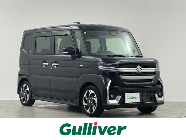 スズキ スペーシア カスタム HYBRID XS 福島県 2024(令6)年 1.5万km ブルーイッシュブラックパール3 純正9型ナビ Bluetooth アラウンドビューモニター フルセグTV オットマン 前後ドライブレコーダー 両側パワースライドドア コーナーセンサー　ヘッドアップディスプレイ シートヒーター ETC