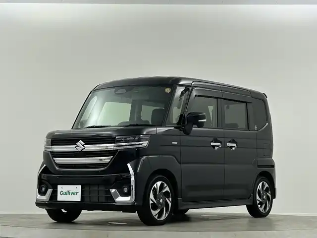 スズキ スペーシア カスタム HYBRID XS 福島県 2024(令6)年 1.5万km ブルーイッシュブラックパール3 純正9型ナビ Bluetooth アラウンドビューモニター フルセグTV オットマン 前後ドライブレコーダー 両側パワースライドドア コーナーセンサー　ヘッドアップディスプレイ シートヒーター ETC