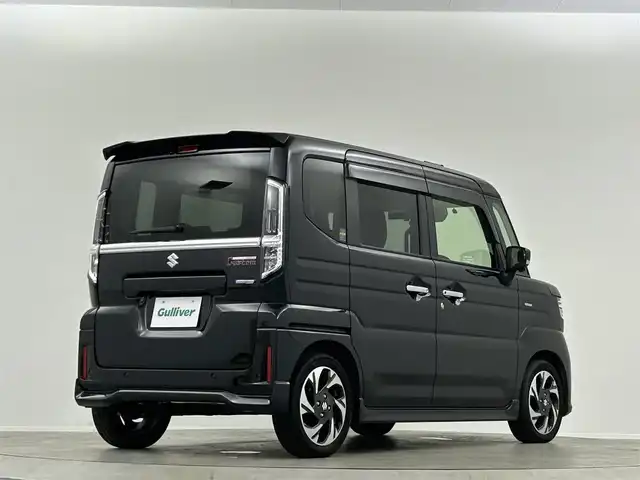 スズキ スペーシア カスタム HYBRID XS 福島県 2024(令6)年 1.5万km ブルーイッシュブラックパール3 純正9型ナビ Bluetooth アラウンドビューモニター フルセグTV オットマン 前後ドライブレコーダー 両側パワースライドドア コーナーセンサー　ヘッドアップディスプレイ シートヒーター ETC