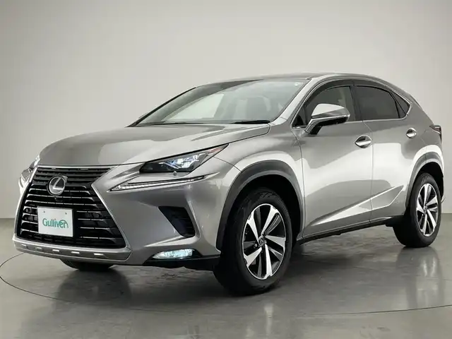 レクサス ＮＸ 300h Iパッケージ 愛知県 2019(令1)年 7.5万km ソニックチタニウム 後期型　純正ナビ　フルセグＴＶ　ムーンルーフ　全方位カメラ　黒革　シートヒーター　ハンドルヒーター　電動リアゲート　ＢＳＭ　純正ＯＰ１８インチＡＷ　レクサスセーフティシステム　衝突軽減装置　追従クルコン　パドルシフト　三眼ＬＥＤオートライト　　ETC2.0　禁煙車