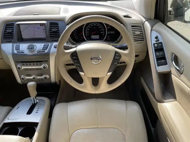 日産 ムラーノ 250XV FOUR 岩手県 2013(平25)年 16.6万km ブリリアントホワイトパール 純正ナビ　/サンルーフ/バックカメラ　/BOSEサウンド/クルーズコントロール/ナビステアリングスイッチ/革シート　/前席パワーシート/前席シートヒーター/スマートキ×２　/エンジンスターター　/オートライト　/ドアバイザー　/フロアマット