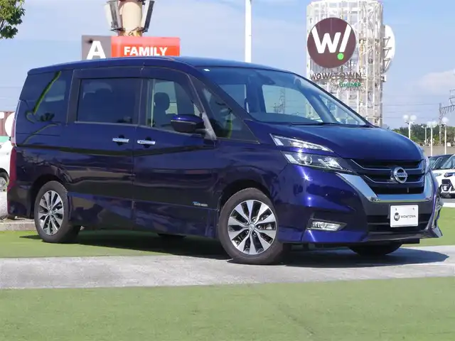 日産 セレナ ハイウェイスター プロパイロットED 千葉県 2016(平28)年 7.5万km アズライトブルー エマージェンシーブレーキ/プロパイロット/インテリジェントクルーズコントロール/ハンズフリー両側パワースライドドア/9インチ純正SDナビ/地デジTV/【BD/DVD/CD再生機能　Bluetooth接続】/バックカメラ/ドライブレコーダー（前後撮影）/革巻きステアリング/ステアリングスイッチ/ETC/LEDヘッドライト/フォグライト/ウインカーミラー/コーナーセンサー/純正16インチアルミホイル/サイド/カーテンエアバッグ/インテリジェントキー