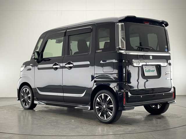 スズキ スペーシア カスタム HYBRID XS ターボ 宮崎県 2020(令2)年 3.2万km ブルーイッシュブラックパール3 社外ナビ(MDV-S707W)/CD/DVD/AM/FM/SD/BT/両側パワースライドドア/クルーズコントロール/全周囲カメラ/衝突軽減ブレーキ/横滑り防止装置/車線逸脱警報/電動格納ミラー/ステアリングスイッチ/コーナーセンサー/ハーフレザー/シートヒーター/パドルシフト/フロアマット/サイドバイザー/ETC