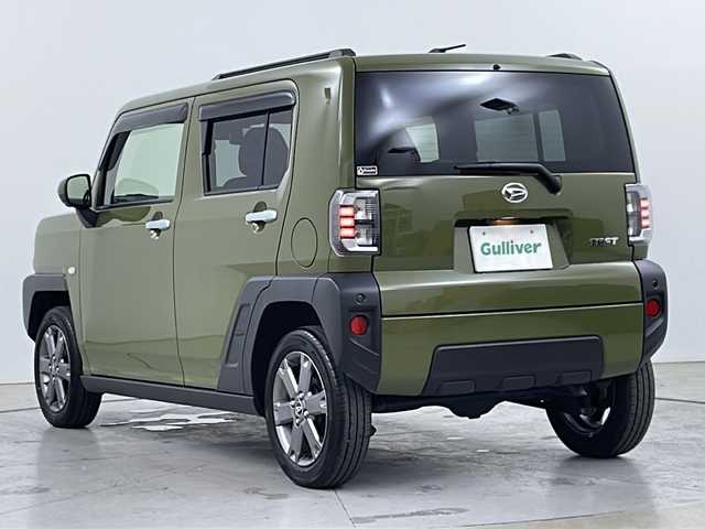 ダイハツ タフト G ターボ 道央・札幌 2023(令5)年 2.6万km フォレストカーキメタリック ・４WD　/ターボ/ 　スマートアシスト/・衝突回避支援ブレーキ/衝突安全ボディ/・EBD（電子制動力配分装置）、盗難防止システム/全周囲カメラ/横滑り防止装置/・レーンアシスト、ヒルスタートアシスト/・レーダークルーズコントロール/・純正ディスプレイオーディオ/・フルセグ/Bluetooth/USB/HDMI/・コーナーセンサー/・スカイフィールトップ/・運転席。助手席シートヒーター/・ETC/・スタッドレスタイヤ積込み