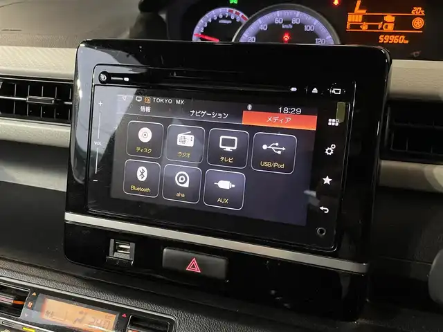 スズキ ワゴンＲ HYBRID FX 千葉県 2017(平29)年 6万km ピュアレッド 全周囲カメラ/前席シートヒーター/純正メモリーナビ/フルセグTV/Bluetooth/DVD/CD再生/USB/AUX