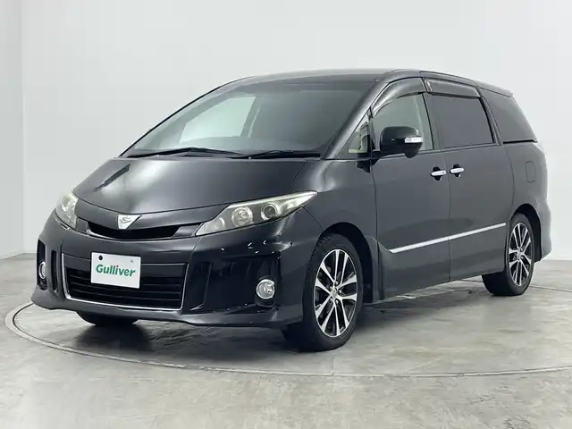 トヨタ エスティマ アエラス プレミアムエディション 群馬県 2014(平26)年 9.6万km ブラック ９型ナビ　バックカメラ　フルセグＴＶ　両側電動スライドドア　オートライト　ＨＩＤヘッドライト　フォグライト　横滑り防止装置　パワーシート　ＥＴＣ　純正１８インチアルミホイール　オットマン　スマートキー
