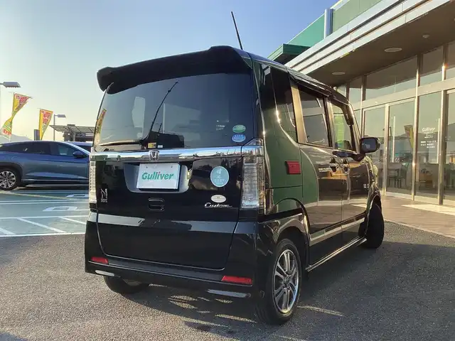 ホンダ Ｎ ＢＯＸ カスタム G Lパッケージ 奈良県 2015(平27)年 9.4万km スマートブラック 純正メモリーナビ(フルセグ・DVD・BT)/バックドア/片側パワースライドドア/プッシュスタート/スマートキー2個/ETC/純正14インチアルミ/フロアマット/ドアバイザー
