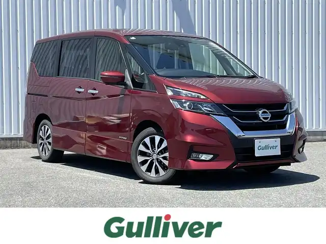 日産 セレナ ハイウェイスターVセレクションⅡ 福岡県 2019(令1)年 4.5万km マルーンレッド プロパイロット/フリップダウンモニター/純正９インチナビ（ＭＭ５１８Ｄ－Ｌ）/フルセグTV/CD/DVD/BD/BT/SD/AUX/全周囲カメラ/エマージェンシーブレーキ/LDW/ハンズフリー両側パワースライドドア/デジタルインナーミラー/パーキングアシスト/ＥＴＣ/レーダークルーズコントロール/ＬＥＤオートライト/フォグランプ/純正アルミ/ロールサンシェード/シートバックテーブル/電動パーキング/ブレーキホールド/スマートキー/プッシュスタート/アイドリングストップ