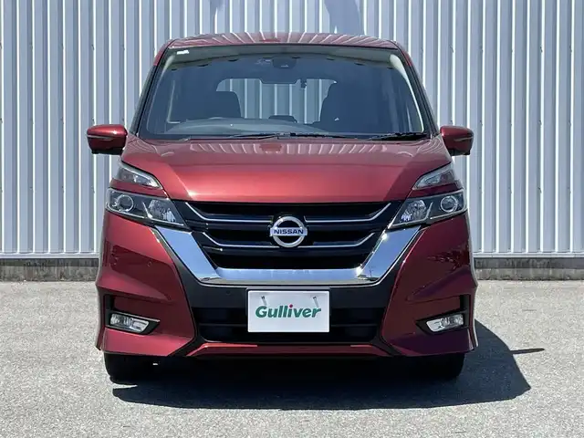 日産 セレナ ハイウェイスターVセレクションⅡ 福岡県 2019(令1)年 4.5万km マルーンレッド プロパイロット/フリップダウンモニター/純正９インチナビ（ＭＭ５１８Ｄ－Ｌ）/フルセグTV/CD/DVD/BD/BT/SD/AUX/全周囲カメラ/エマージェンシーブレーキ/LDW/ハンズフリー両側パワースライドドア/デジタルインナーミラー/パーキングアシスト/ＥＴＣ/レーダークルーズコントロール/ＬＥＤオートライト/フォグランプ/純正アルミ/ロールサンシェード/シートバックテーブル/電動パーキング/ブレーキホールド/スマートキー/プッシュスタート/アイドリングストップ