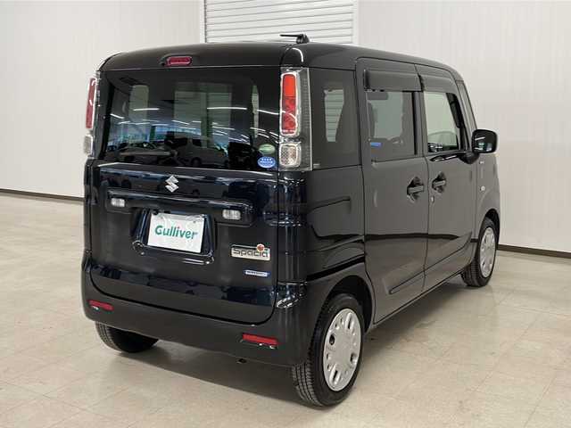 スズキ スペーシア HYBRID G 熊本県 2018(平30)年 2.9万km ブルーイッシュブラックパール3 社外SDナビ/（ラジオ、フルセグ、SD、CD、DVD、BT）/ETC/バックカメラ/両側スライドドア/横滑り防止/アイドリングストップ/オートライト/ハロゲン/フロアマット/ドアバイザー/プッシュスタート/スマートキー/スペアキー