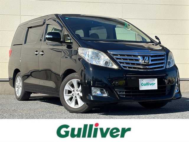 トヨタ アルファード 240G 茨城県 2014(平26)年 10.4万km ブラック 社外ナビ/(FM/AM/CD/DVD/TV/Bluetooth)/バックカメラ/フリップダウンモニター/クルーズコントロール/パワーシート(D/N席)/ETC/オットマン(N席/2列目)/両側パワースライドドア/純正フロアマット/純正AW