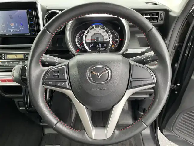 マツダ フレアワゴン カスタムスタイル ハイブリッド XS 愛媛県 2019(平31)年 4.4万km ブルーイッシュブラックパール3 車検R8年2月26日まで/社外ナビゲーション/CD/DVD/Bluetooth/フルセグTV/両側電動スライドドア/レーダーブレーキサポート/テジタルルームミラー/(ドライブレコーダー内臓式)/ハーフレザーシート/シートヒーター/純正15インチアルミホイール/コーナーセンサー/サイドエアバッグ/LEDヘッドライト/バックカメラ/ETC/スマートキー/スペアキー/新車保証書/取扱説明書