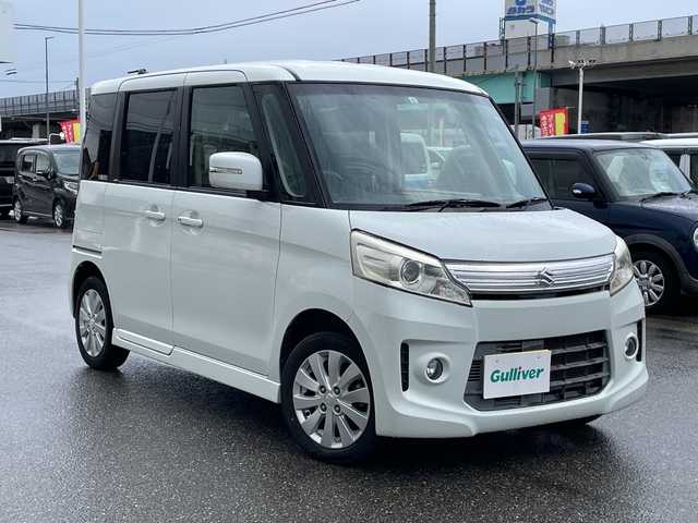スズキ スペーシア カスタム XS 石川県 2013(平25)年 6.8万km パール 社外メモリーナビ　フルセグＴＶ　バックカメラ　ＨＩＤヘッドライト　ＥＴＣ　パワースライドドア　スマートキー　プッシュスタート　電動ミラー　ベンチシート