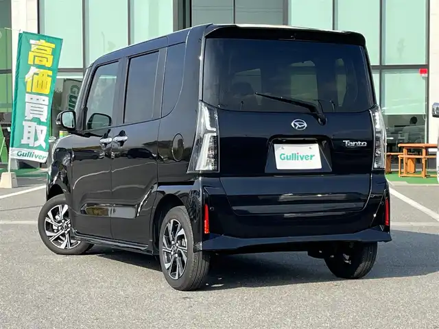 ダイハツ タント カスタム X 奈良県 2024(令6)年 1万km ブラックマイカメタリック 純正ナビ　[NMZK-W70D]/フルセグＴＶ　/クリアランスソナー　/被害軽減システム　/ビルトインＥＴＣ /LEDヘッドライト /ハーフレザーシート /前席シートヒーター /純正14インチAW /プッシュスタート
