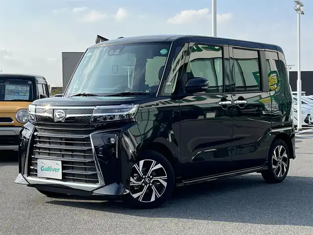 ダイハツ タント カスタム X 奈良県 2024(令6)年 1万km ブラックマイカメタリック 純正ナビ　[NMZK-W70D]/フルセグＴＶ　/クリアランスソナー　/被害軽減システム　/ビルトインＥＴＣ /LEDヘッドライト /ハーフレザーシート /前席シートヒーター /純正14インチAW /プッシュスタート