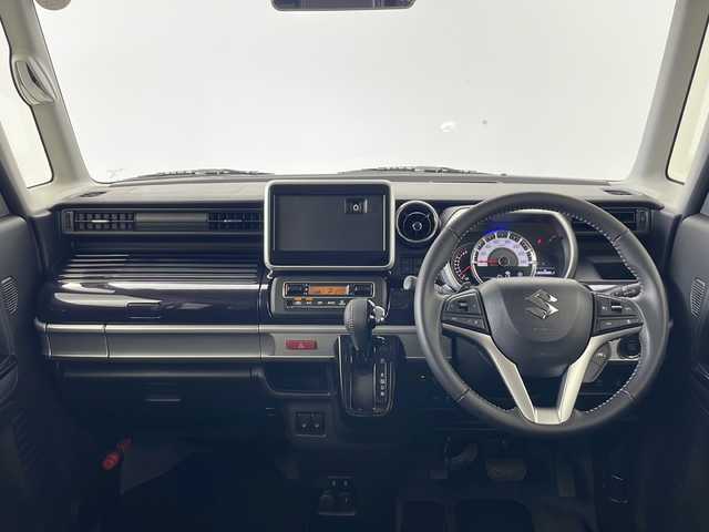 スズキ スペーシア カスタム HYBRID XS ターボ 秋田県 2023(令5)年 0.6万km ブルーイッシュブラックパール3 4WD/スズキセーフティサポート/両側パワースライドドア/パドルシフト/レーダークルーズコントロール/革巻きハンドル/ハーフレザーシート/前席シートヒーター/USB/プッシュスタート/電動格納ミラー/リアサンシェード/純正アルミホイール/コーナーセンサー/LEDヘッドライト/フォグランプ/オートライト/コーナーセンサー/スマートキー/スペアキー