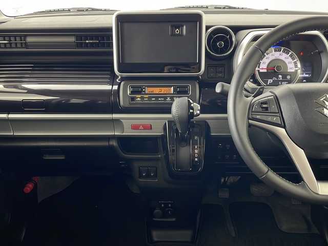 スズキ スペーシア カスタム HYBRID XS ターボ 秋田県 2023(令5)年 0.6万km ブルーイッシュブラックパール3 4WD/スズキセーフティサポート/両側パワースライドドア/パドルシフト/レーダークルーズコントロール/革巻きハンドル/ハーフレザーシート/前席シートヒーター/USB/プッシュスタート/電動格納ミラー/リアサンシェード/純正アルミホイール/コーナーセンサー/LEDヘッドライト/フォグランプ/オートライト/コーナーセンサー/スマートキー/スペアキー