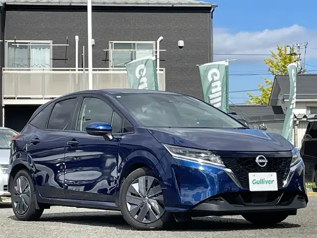 日産 ノート X 宮城県 2023(令5)年 0.7万km オーロラフレアブルーパール 純正ナビ/純正ドラレコ前後/純正フロアマット/デジタルインナーミラー/全周囲バックモニター/オートハイビーム/クルーズコントロール/ＡＭ／ＦＭ／Ｂｌｕｅｔｏｏｔｈ／ＨＤＭＩ/ＥＶモードスイッチ/オートブレーキホールド/ステアリング支援機能