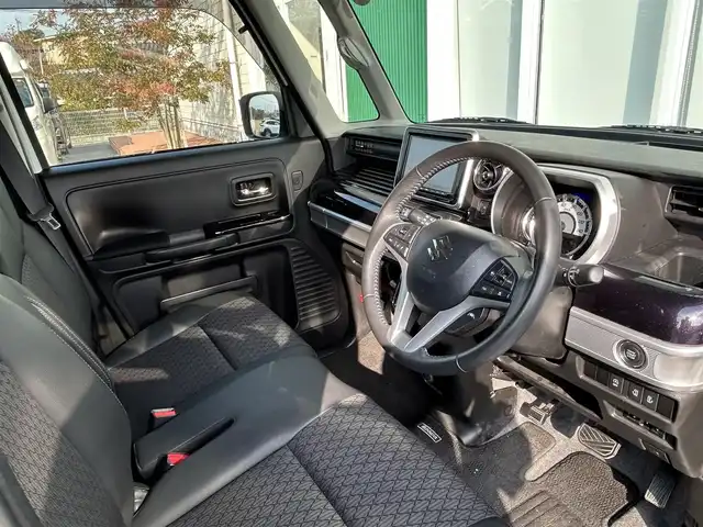 スズキ スペーシア カスタム HYBRID XS ターボ 福岡県 2022(令4)年 2.5万km ピュアホワイトP Panasonic8インチナビ/（CD/DVD/TV/AM/FM/Bluetooth）/全方位カメラ/バックカメラ/両側パワースライドドア/ヘッドアップディスプレイ/サーキュレーター/シートヒーターD席/ETC/後席サンシェード/レーダークルーズコントロール/純正15インチアルミホイール/パドルシフト/後席テーブル/クリアランスソナー/プリクラッシュ/レーンキープアリスト/横滑り防止装置/アイドリングストップ/LEDヘッドライト/ISOFIX/ドアバイザー/ステアリングスイッチ/電格ミラー/フォグランプ/スマートキー/スペアキー