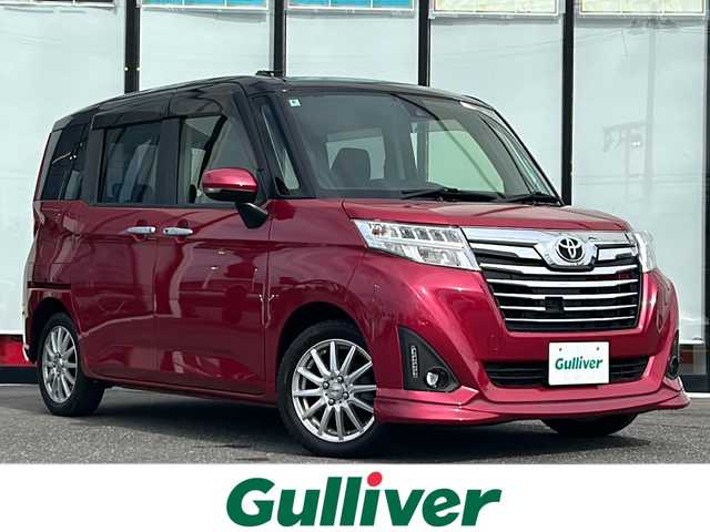 トヨタ ルーミー カスタムG S 山形県 2017(平29)年 4万km ブラックマイカ/マゼンダベリーメタリック 禁煙車/4WD/スマートアシスト/横滑り防止装置/クルーズコントロール/バックカメラ/後方コーナーセンサー/純正ナビ/（Bluetooth/フルセグ/AM/FM)/テレビキャンセラー/両側パワースライドドア/アイドリングストップ/ETC/純正エンジンスターター/オートLEDライト/フォグランプ/ドアバイザー