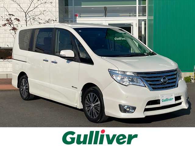 日産 セレナ HWS S HV Vセレ +Sefty Aセーフ 青森県 2015(平27)年 13.6万km ブリリアントホワイトパール ワンオーナー/純正8インチSDナビ・フルセグTV/CD・DVD・Bluetooth・SD/アラウンドビューモニター/純正フリップダウンモニター/両側パワースライドドア/エマージェンシーブレーキ/レーンキープアシスト/フロント・バックソナー/横滑り防止システム/純正エンジンスターター/ビルトインETC/LEDヘッドライト/フォグランプ/純正16インチアルミ/H28.H29.H30.R2.R4.R6年記録簿有/保証書・取説書