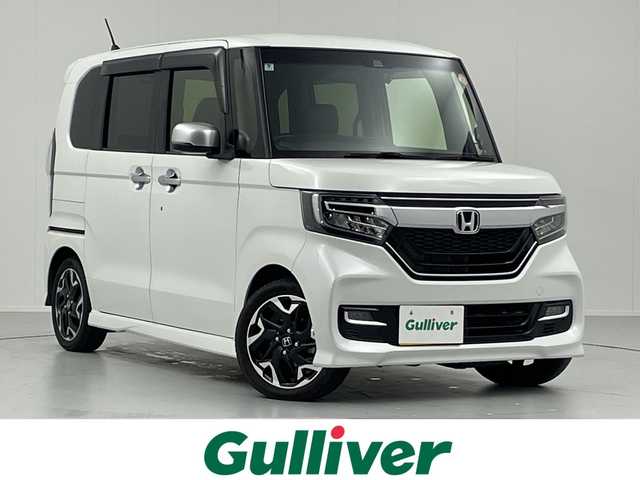 ホンダ Ｎ ＢＯＸ カスタム G EX ターボ ホンダセンシング 広島県 2018(平30)年 4.1万km プラチナホワイトパール 純正メモリナビ　[VXM-185VFi]/バックカメラ　/フルセグＴＶ　/両側パワースライドドア　/前後ドライブレコーダー　/衝突被害軽減システム　/パドルシフト　/車線逸脱警報　/ハーフレザーシート /レーンキープアシスト/ETC/LEDヘッドライト/フォグランプ/ドアバイザー/純正１５インチAW
