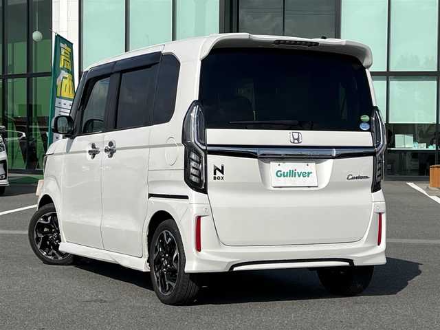 ホンダ Ｎ ＢＯＸ カスタム G EX ターボ ホンダセンシング 広島県 2018(平30)年 4.1万km プラチナホワイトパール 純正メモリナビ　[VXM-185VFi]/バックカメラ　/フルセグＴＶ　/両側パワースライドドア　/前後ドライブレコーダー　/衝突被害軽減システム　/パドルシフト　/車線逸脱警報　/ハーフレザーシート /レーンキープアシスト/ETC/LEDヘッドライト/フォグランプ/ドアバイザー/純正１５インチAW