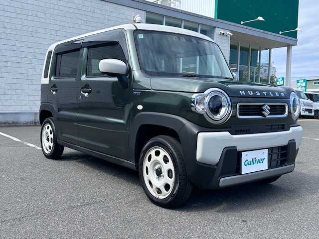 スズキ ハスラー HYBRID G 大阪府 2024(令6)年 0.4万km クールカーキパールメタリック/ソフトベージュメタリック ディスプレイオーディオ　（FH-8500US）/Ｂｌｕｅｔｏｏｔｈ　/バックカメラ　/ＡＵＸ　/レーダークルーズコントロール　/シートヒーター　/パーキングセンサー　/ＬＥＤヘッドライト　/オートライト　/ＥＴＣ　/スマートキー