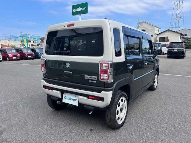 スズキ ハスラー HYBRID G 大阪府 2024(令6)年 0.4万km クールカーキパールメタリック/ソフトベージュメタリック ディスプレイオーディオ　（FH-8500US）/Ｂｌｕｅｔｏｏｔｈ　/バックカメラ　/ＡＵＸ　/レーダークルーズコントロール　/シートヒーター　/パーキングセンサー　/ＬＥＤヘッドライト　/オートライト　/ＥＴＣ　/スマートキー