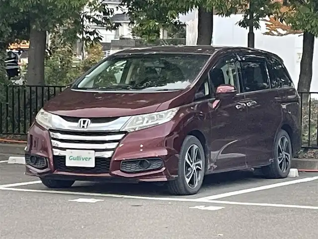 ホンダ オデッセイ G エアロパッケージ 宮城県 2015(平27)年 7.9万km プレミアムディープロッソパール パワースライドドア（両側）/純正ナビ/・フルセグTV/・Bluetooth/・CD/DVD/・ビルドインETC/・バックカメラ/クルーズコントロール/オットマン/LEDヘッドライト/オートライト/リモコンキー/スペアキー/ダブルエアコン