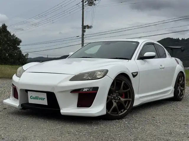 マツダ ＲＸ－８ スピリットR 兵庫県 2013(平25)年 6.9万km クリスタルホワイトパールマイカ RE雨宮リアスポイラー/RE雨宮エンジンフード/NRFフロントバンパー/アブフラッグリアバンパー/RE雨宮シフトノブ/TEIN車高調/純正19インチ鍛造AW/純正ナビ/フルセグTV/DVD再生可/Bluetooth接続可/バックカメラ
