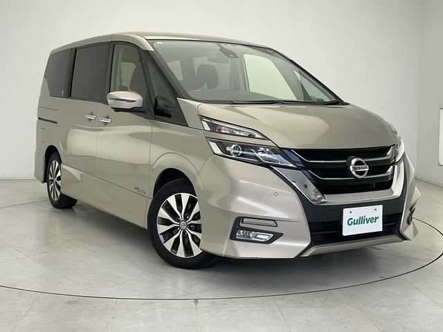 日産 セレナ ハイウェイスター 千葉県 2016(平28)年 6万km カシミヤグレージュ 助手席スライドアップシート/プロパイロット/エマージェンシーブレーキ/車線逸脱防止支援/標識検知/コーナーセンサー（前後）/ふらつき警報/アラウンドビューカメラ/ドライブレコーダー（前後方）/純正9インチSDナビ/CD DVD BT フルセグTV/デジタルインナーミラー/ビルトインETC/両側パワースライドドア/スマートキー/プッシュスタート/LEDヘッドライト/オートブレーキホールド