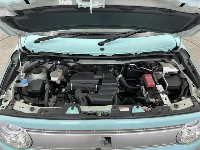 スズキ ラパン X 大分県 2015(平27)年 5.1万km フレンチミントパールメタリック 純正メモリナビ/ETC/全方位カメラ/フルセグテレビ/アイドリングストップ/プッシュスタート/純正フロアマット/純正14インチアルミホイール/運転席シートヒーター/横滑り防止装置/盗難防止装置/衝突被害軽減システム/オートライト/AAC/運転席＋助手席エアバッグ/AM/FM/本革巻きステアリング