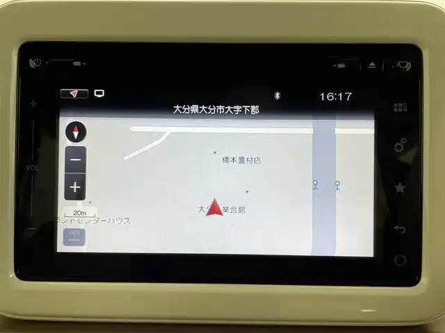 スズキ ラパン X 大分県 2015(平27)年 5.1万km フレンチミントパールメタリック 純正メモリナビ/ETC/全方位カメラ/フルセグテレビ/アイドリングストップ/プッシュスタート/純正フロアマット/純正14インチアルミホイール/運転席シートヒーター/横滑り防止装置/盗難防止装置/衝突被害軽減システム/オートライト/AAC/運転席＋助手席エアバッグ/AM/FM/本革巻きステアリング