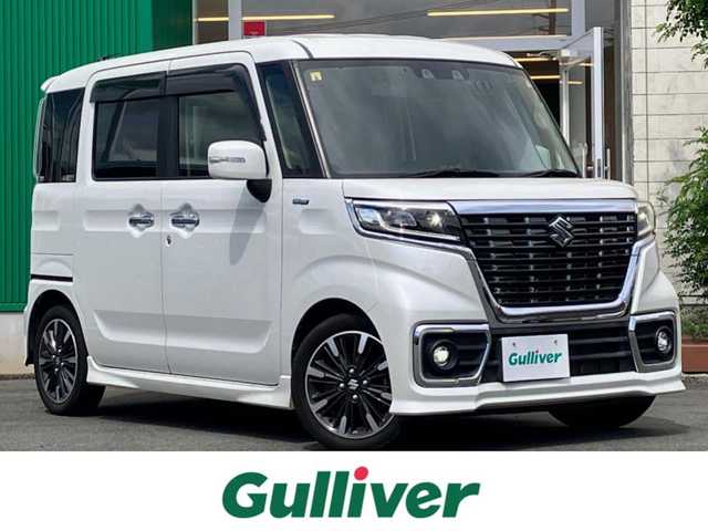 スズキ スペーシア カスタム HYBRID XS ターボ 静岡県 2020(令2)年 5万km ピュアホワイトP エンジンスタートボタン/保証書/取扱説明書/ワンオーナー/パワーステアリング/パワーウィンドウ/パドルシフト/アイドリングストップ/ターボ/スマートキー/オートエアコン/スペアキー/クルーズコントロール（追従あり）/USB入力端子/ETC/SDナビ（CD/DVD/BT/フルセグ）/ドライブレコーダー前後/ベンチシート/フロアマット/D席シートヒーター/両側パワースライドドア/純正アルミホイール/ABS/横滑り防止装置/コーナーセンサー/レーンキープアシスト/盗難防止装置/オートライト/オートマチックハイビーム/LEDヘッドライト/W+サイドエアバック/衝突軽減システム