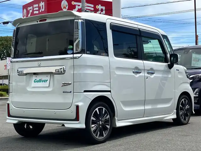 スズキ スペーシア カスタム HYBRID XS ターボ 静岡県 2020(令2)年 5万km ピュアホワイトP エンジンスタートボタン/保証書/取扱説明書/ワンオーナー/パワーステアリング/パワーウィンドウ/パドルシフト/アイドリングストップ/ターボ/スマートキー/オートエアコン/スペアキー/クルーズコントロール（追従あり）/USB入力端子/ETC/SDナビ（CD/DVD/BT/フルセグ）/ドライブレコーダー前後/ベンチシート/フロアマット/D席シートヒーター/両側パワースライドドア/純正アルミホイール/ABS/横滑り防止装置/コーナーセンサー/レーンキープアシスト/盗難防止装置/オートライト/オートマチックハイビーム/LEDヘッドライト/W+サイドエアバック/衝突軽減システム