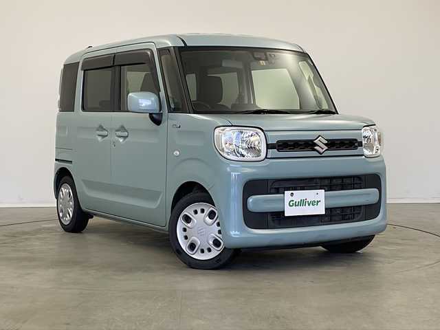 スズキ スペーシア HYBRID G 新潟県 2018(平30)年 6.8万km オフブルーM 衝突軽減ブレーキ/社外7インチナビ　CD・DVD・Bluetooth/ドライブレコーダー/アイドリングストップ/コーナーセンサー/ベンチシート/レーンキープアシスト