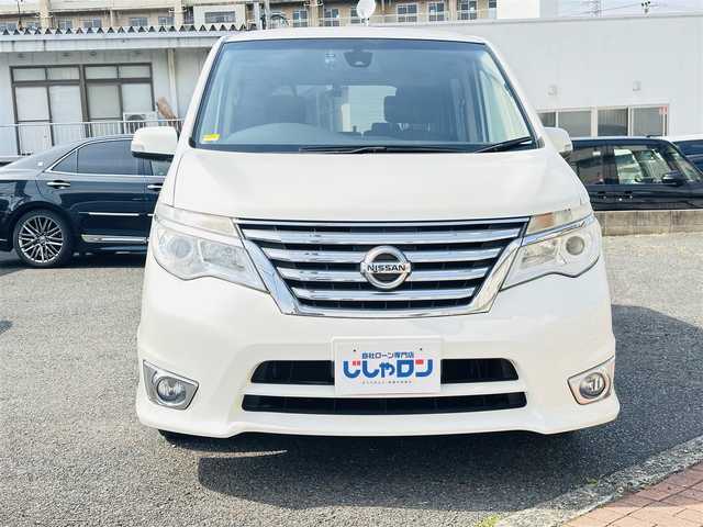 日産 セレナ ハイウェイスター Sハイブリッド 福岡県 2014(平26)年 9.5万km ブリリアントホワイトパール (株)IDOMが運営する【じしゃロン八幡西店】の自社ローン専用車両になります。こちらは現金またはオートローンご利用時の価格です。自社ローンご希望の方は別途その旨お申付け下さい/純正ＳＤナビ(MM514D-L)/【Bluetooth・DVD・CD・AUX・TV】/バックカメラ　/オートライト/フロントフォグランプ　/前後ドラレコ　/純正アルミホイール　/純正フロアマット　/クルーズコントロール　/片側パワースライドドア　
