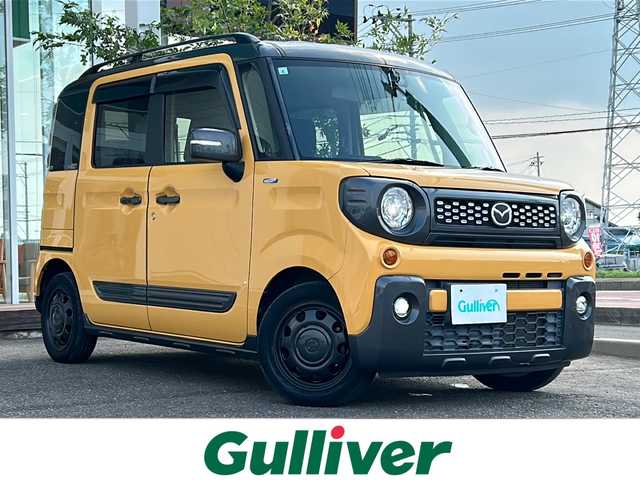 マツダ フレアワゴンタフスタイル ハイブリッドXS 秋田県 2019(平31)年 3.1万km オレンジ 社外メモリナビ/社外CD、DVD、BT/純正ホイールキャップ/４WD/ETC/後方コーナーセンサー/スペアキー