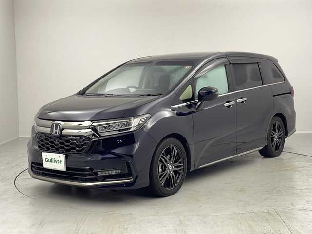ホンダ オデッセイ ハイブリッド e:HEVアブソルート EX 茨城県 2021(令3)年 4.4万km プレミアムヴィーナスブラックP アダプティブクルーズコントロール　純正ナビ　前席パワーシート　ＢＴ　ＥＴＣ２．０　全方位カメラ　ドラレコ　シートヒーター　ブラインドスポットモニター　ホンダセンシング　純正ＡＷ　前後コーナーセンサー