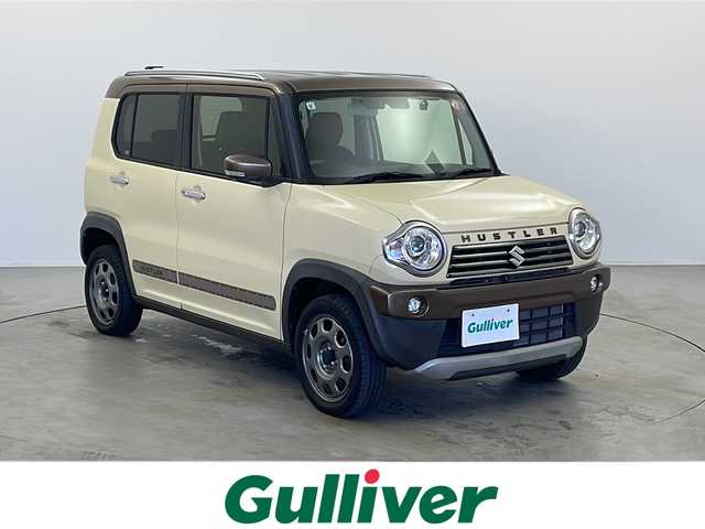 スズキ ハスラー ワンダラー 栃木県 2019(令1)年 1.7万km シフォンアイボリーメタリック/ウッディブラウン2トーンルーフ 純正ナビ/（BT/CD/DVD/フルセグ/AM/FM)/全方位カメラ/バック/サイド/フロントカメラ/衝突軽減システム/車線逸脱抑制機能/横滑り防止/アイドリングストップ/ビルトインETC/ドライブレコーダー/ハーフレザーシート/前席シートヒーター/電動格納ミラー/純正フロアマット/ISOFIX/プッシュスタート/スマートキー