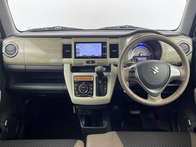 スズキ ハスラー ワンダラー 栃木県 2019(令1)年 1.7万km シフォンアイボリーメタリック/ウッディブラウン2トーンルーフ 純正ナビ/（BT/CD/DVD/フルセグ/AM/FM)/全方位カメラ/バック/サイド/フロントカメラ/衝突軽減システム/車線逸脱抑制機能/横滑り防止/アイドリングストップ/ビルトインETC/ドライブレコーダー/ハーフレザーシート/前席シートヒーター/電動格納ミラー/純正フロアマット/ISOFIX/プッシュスタート/スマートキー