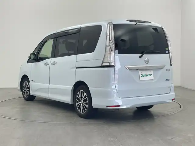 日産 セレナ HWS S HV Vセレ +Sefty Aセーフ 群馬県 2015(平27)年 6.3万km ブルームーンホワイトP 純正８型ナビ　純正１１型後席モニター　全周囲カメラ　ドラレコ　ＥＴＣ　両側電動スライドドア　衝突被害軽減ブレーキ　クルーズコントロール　革巻きステアリング　ＬＥＤライト　フォグ　スマートキー　禁煙車