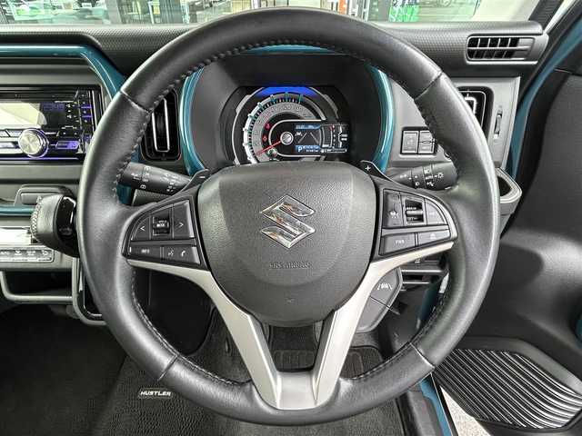 スズキ ハスラー HYBRID X ターボ 栃木県 2020(令2)年 6.8万km デニムブルー ガンメタリック 2トーン スズキセーフティサポート/・デュアルカメラブレーキサポート/・後退時ブレーキサポート/社外オーディオ/・Bluetooth/・CD/USB/パーキングセンサー/D/N席シートヒーター/革巻きステアリング/パドルシフト/LEDヘッドライト/フォグランプ/オートライト/スマートキー/プッシュスタートアイドリングストップ/純正15インチアルミホイール/純正フロアマット/ドアバイザー/横滑り防止システム/電格ウィンカーミラー