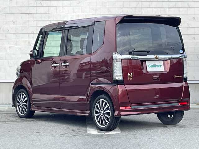 ホンダ Ｎ ＢＯＸ カスタム G ターボパッケージ 山形県 2013(平25)年 4.6万km プレミアムディープロッソパール ワンオーナー/クルーズコントロール/両側パワースライドドア/社外ナビ/地デジ/バックカメラ/ETC/横滑り防止/キセノンライト/プッシュスタート/スマートキー